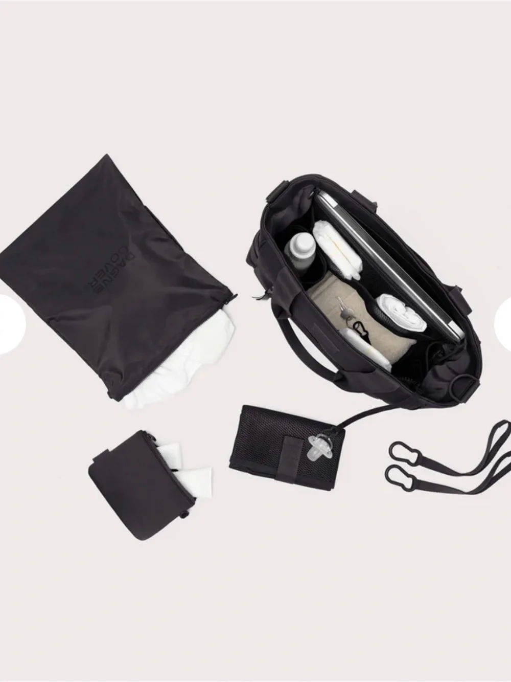 Wade Dagne Dover Black Diaper Tote with Crossbody Strap